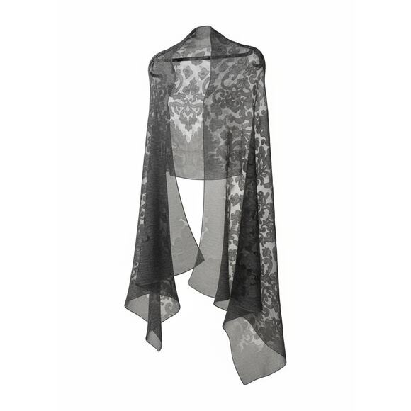 G Brocade Scarf/Shawl Gray Shiny Soft 84" x 28" - Picture 1 of 6